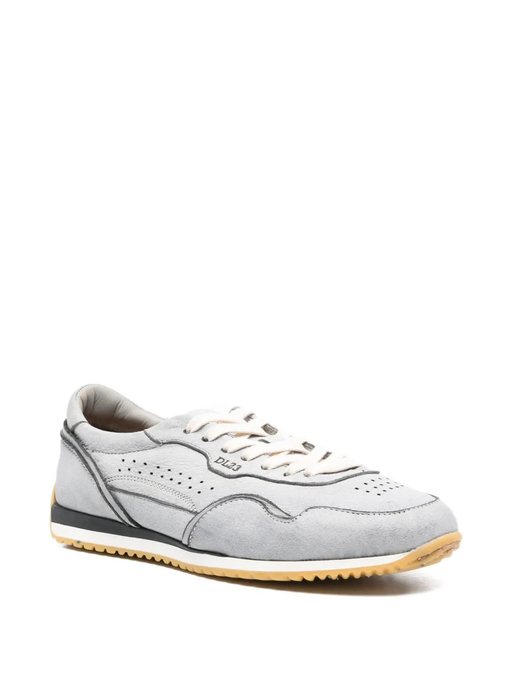 LEMARGO Suède-leren sneakers met geperforeerde details - Grijs