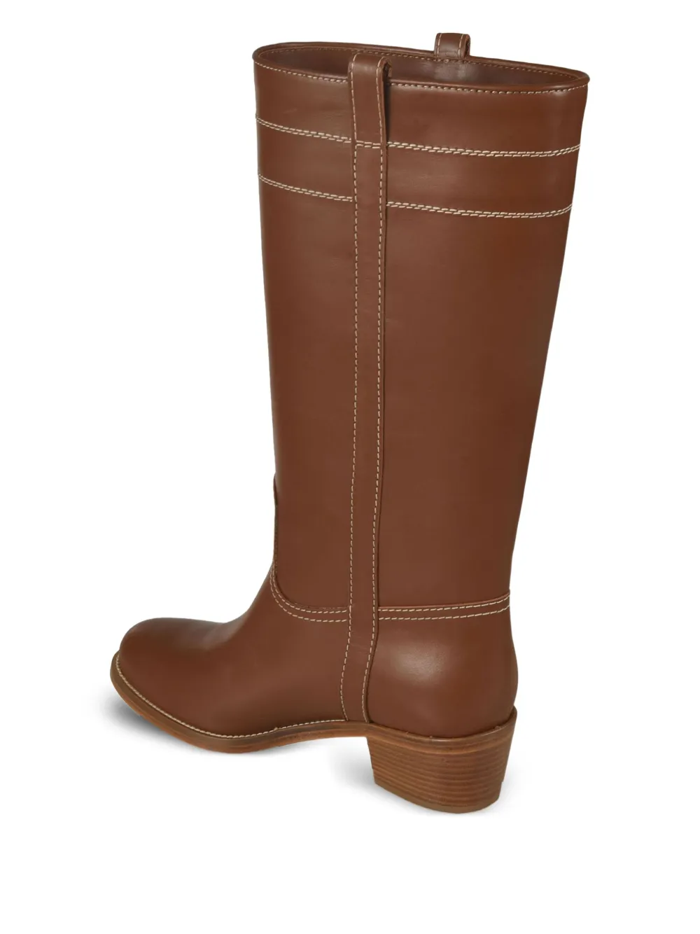 Fay contrast-stitch leather boots Brown