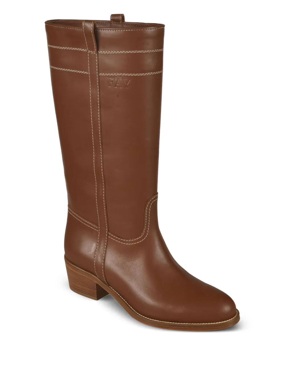 Fay contrast-stitch leather boots Brown
