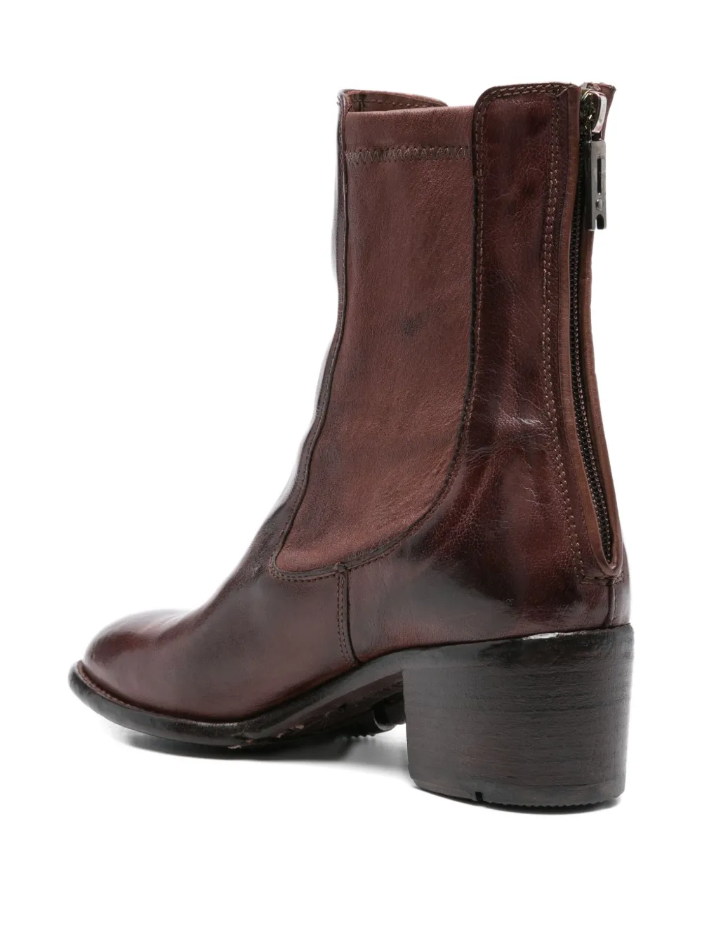LEMARGO 50mm zip-detail leather ankle boots Brown
