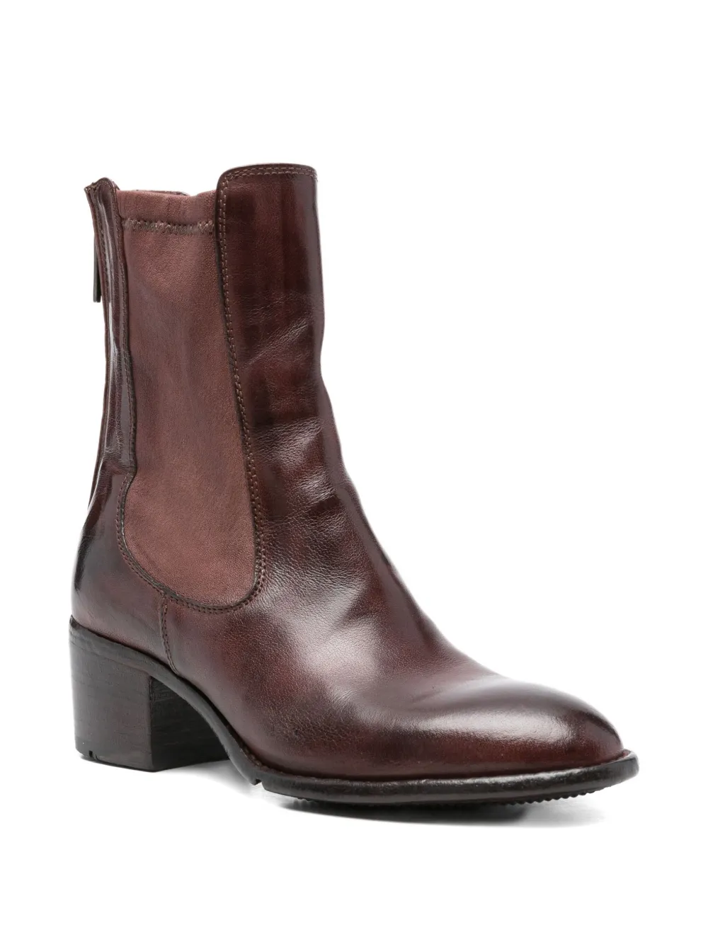 LEMARGO 50mm zip-detail leather ankle boots Brown