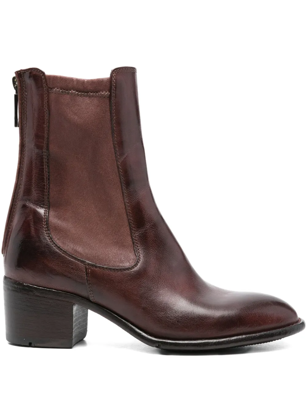 LEMARGO 50mm zip-detail leather ankle boots Brown