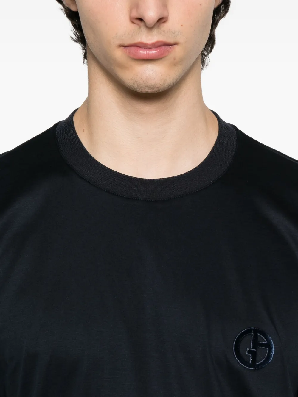 Giorgio Armani embroidered-logo T-shirt Blauw