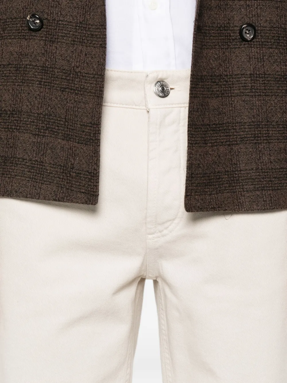 Brunello Cucinelli logo-embroidered jeans Beige