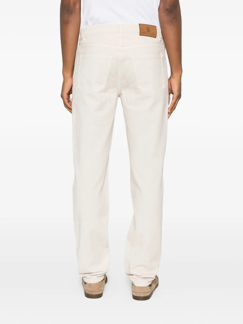 Brunello Cucinelli logo-embroidered jeans Beige