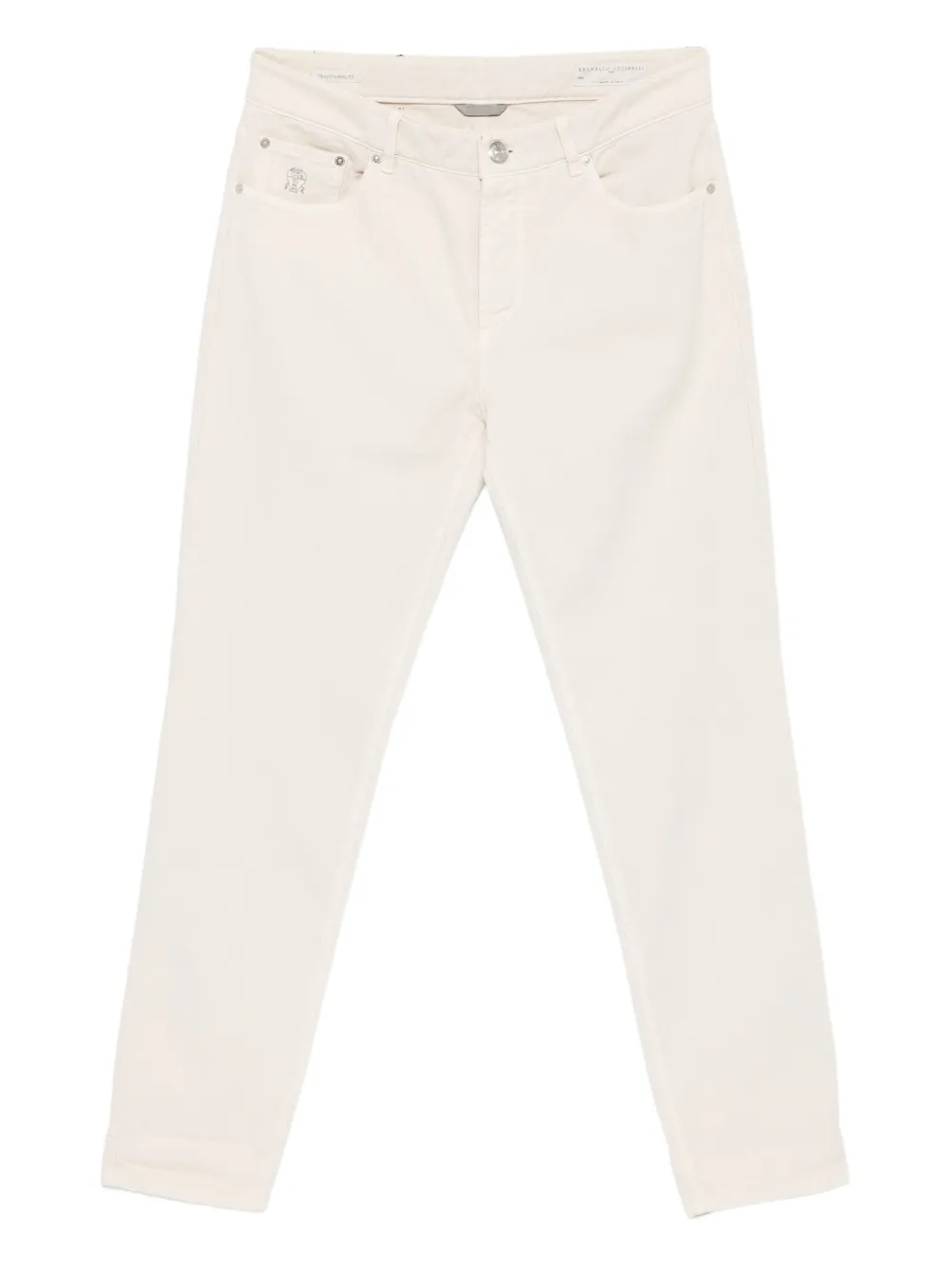 Brunello Cucinelli logo-embroidered jeans Beige