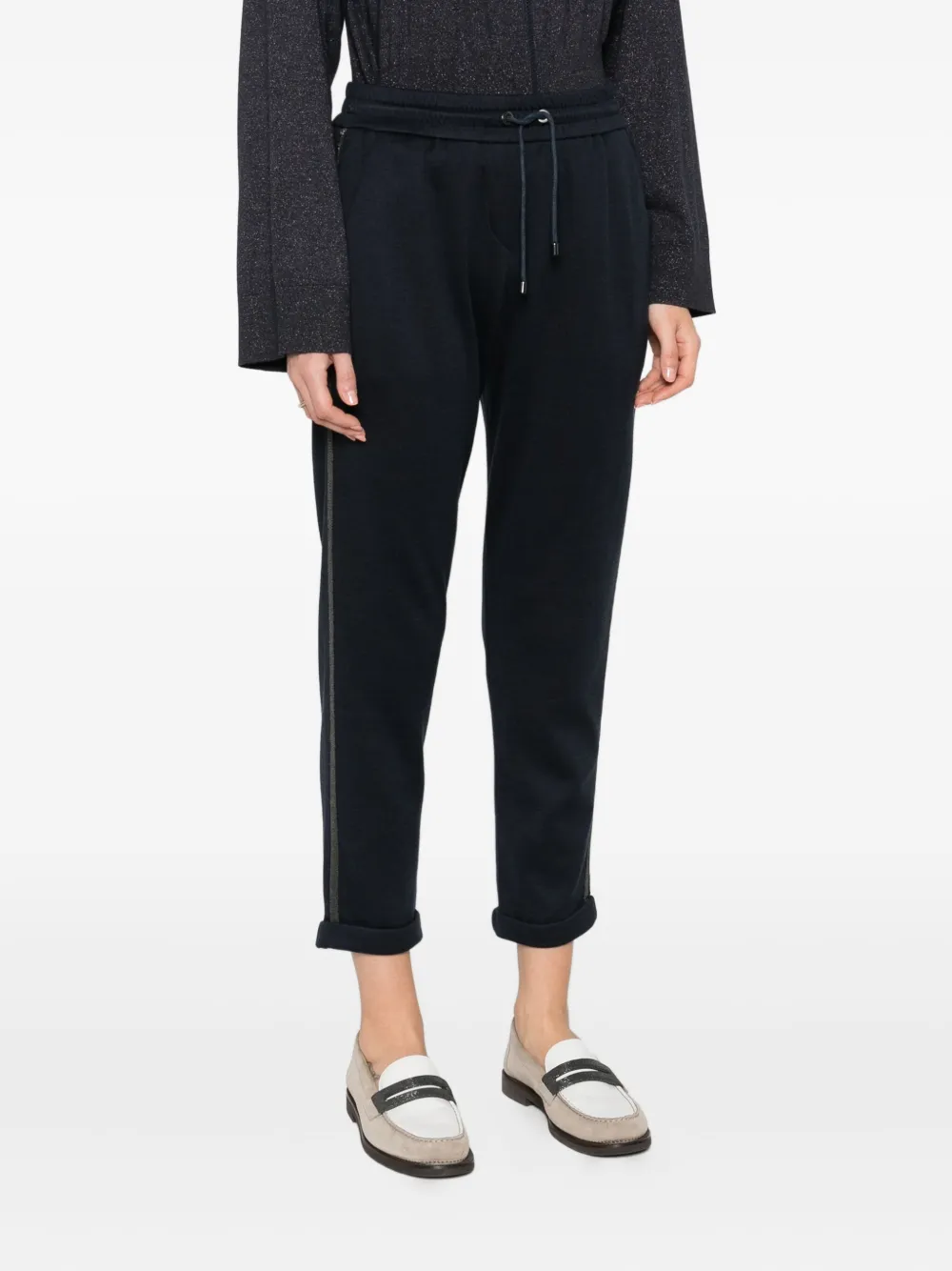 Brunello Cucinelli Monili-chain track pants Blauw