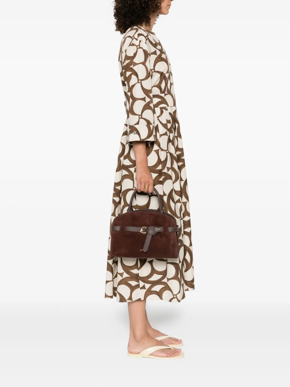 Coccinelle Sabine kleine suède shopper Bruin