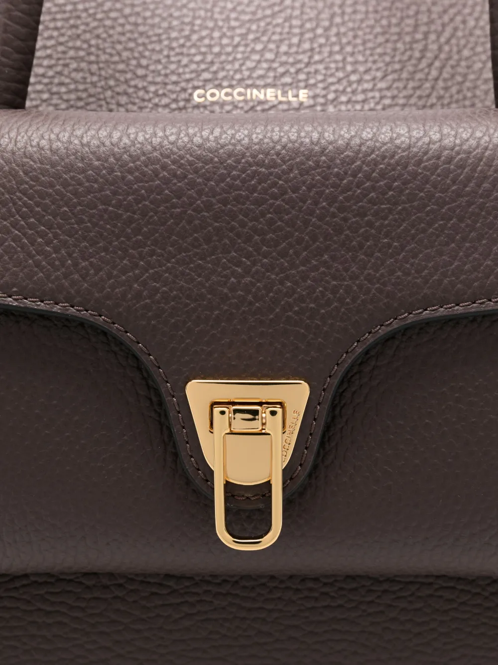 Coccinelle Double Beat leather tote bag Bruin