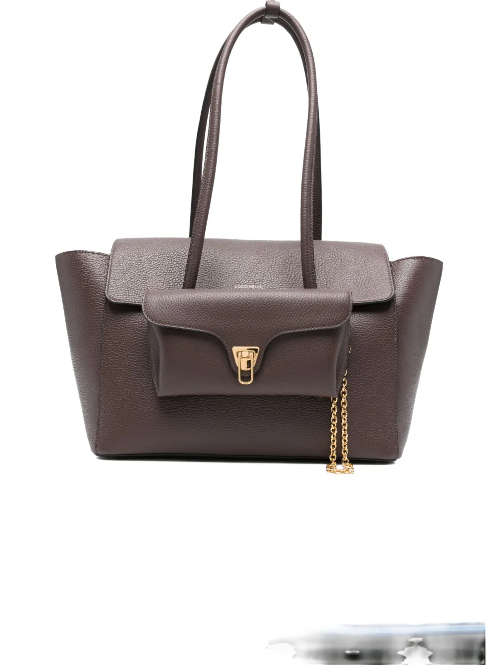 Coccinelle Double Beat leather tote bag Bruin