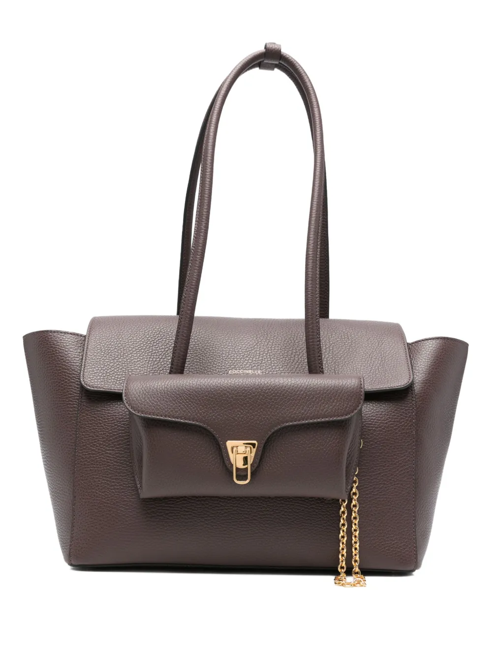Coccinelle Double Beat leather tote bag Bruin