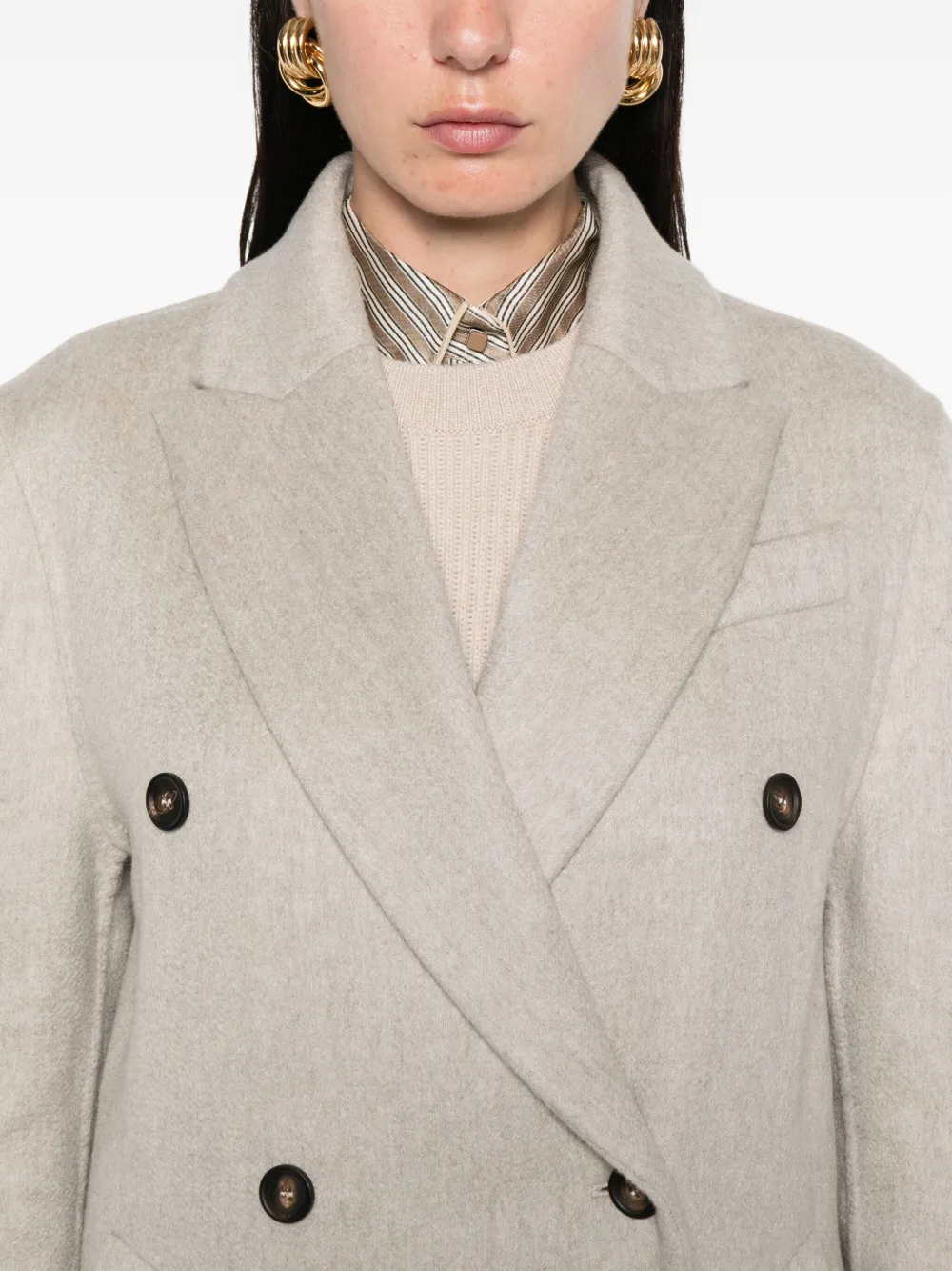 Brunello Cucinelli double-breasted cashmere coat Grijs