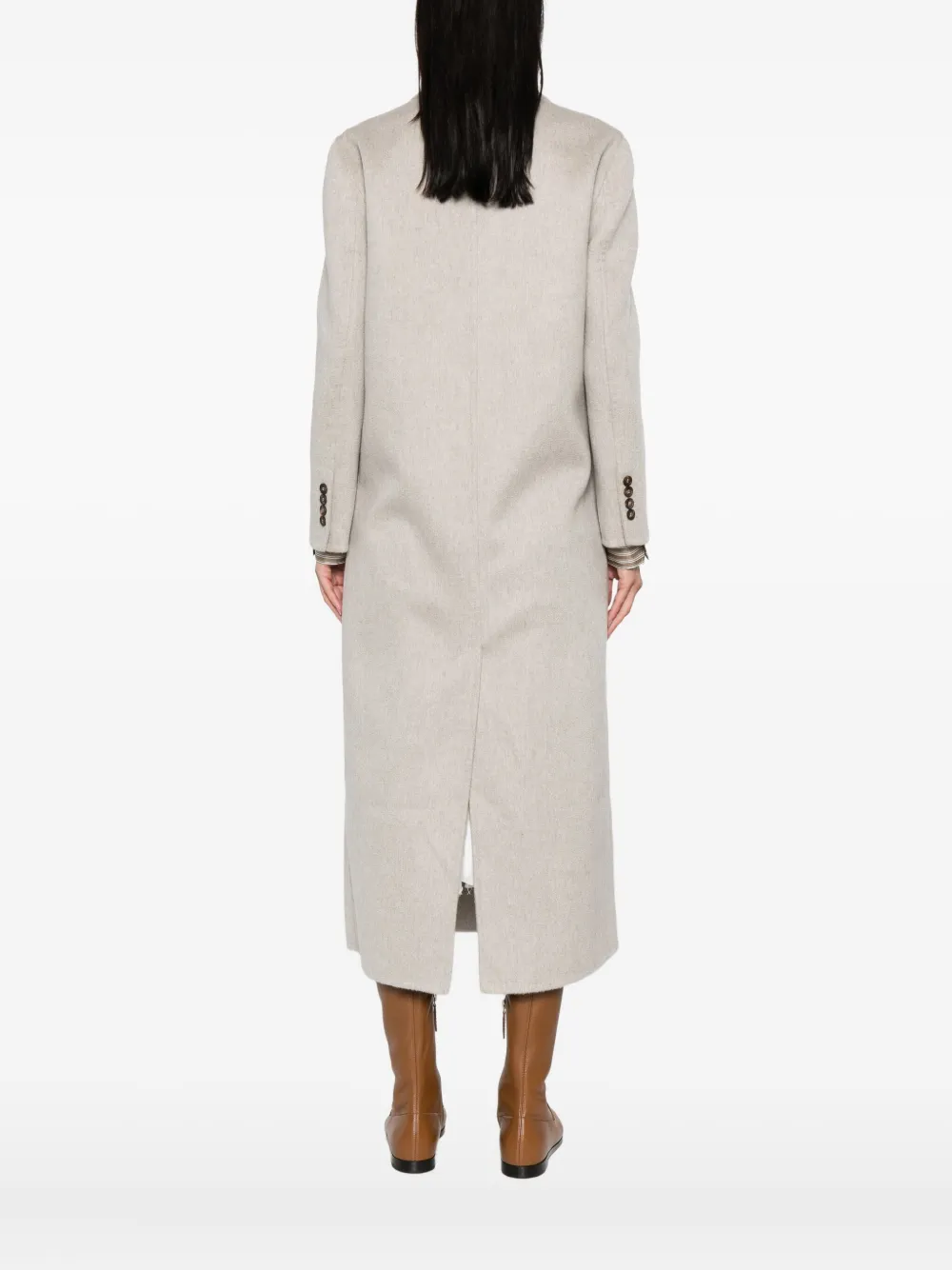 Brunello Cucinelli double-breasted cashmere coat Grijs