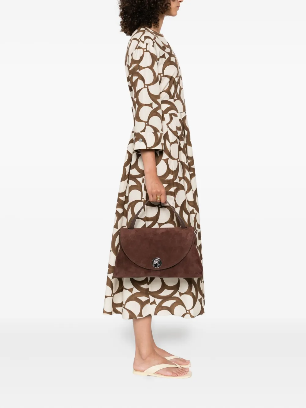 Coccinelle large Nikla suede tote bag Bruin