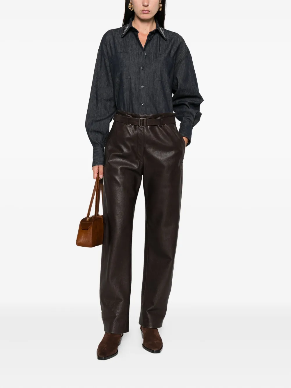 Brunello Cucinelli sequin-embellished denim shirt Blauw