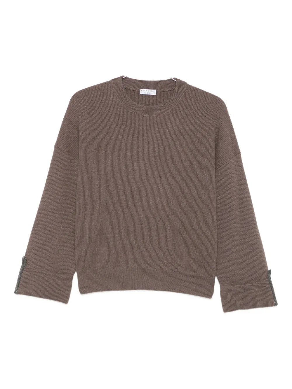 Brunello Cucinelli Monili-trim ribbed jumper Bruin