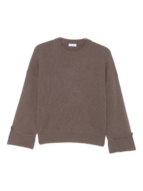 Brunello Cucinelli Monili-trim ribbed jumper