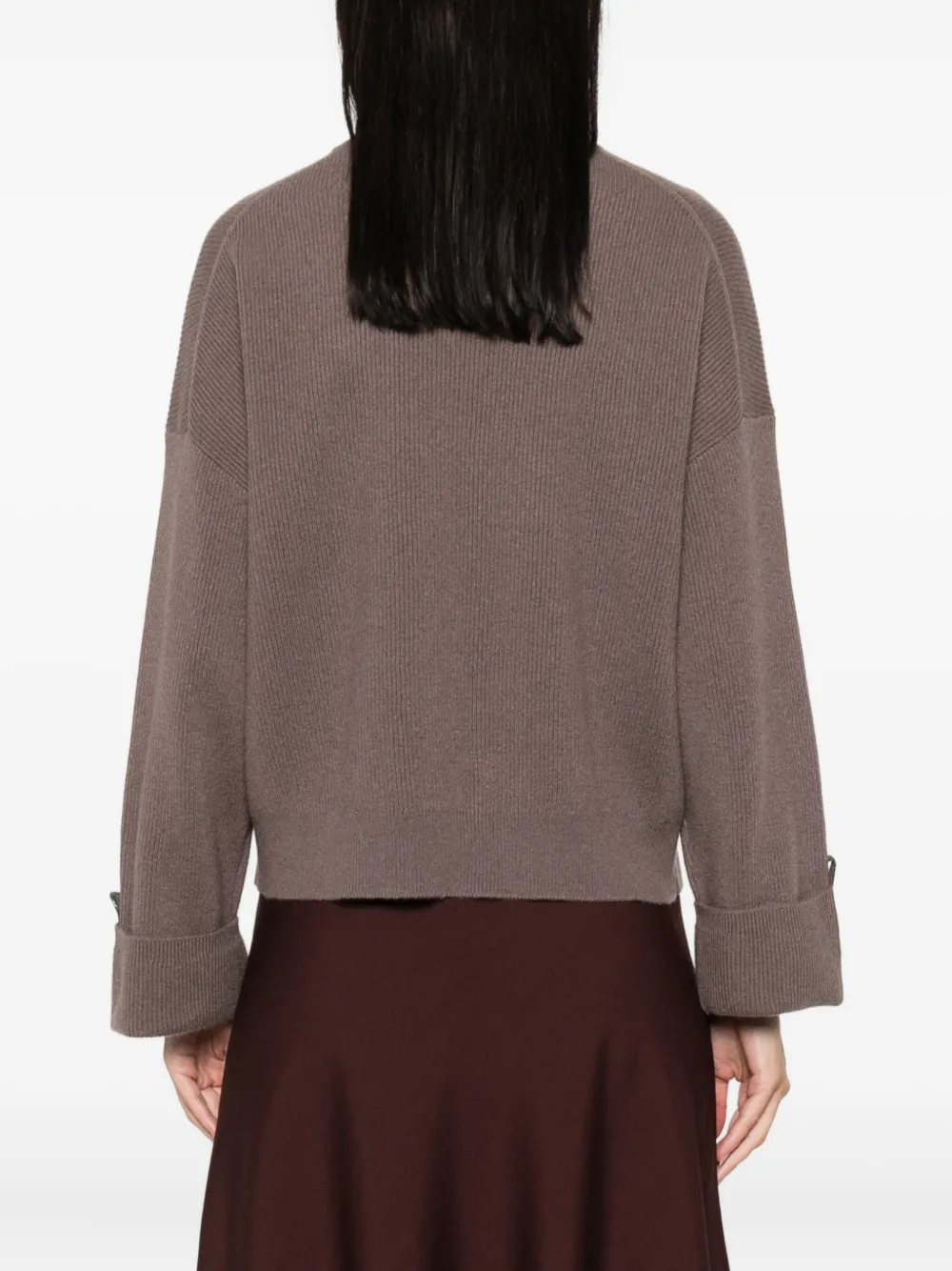 Brunello Cucinelli Monili-trim ribbed jumper Bruin