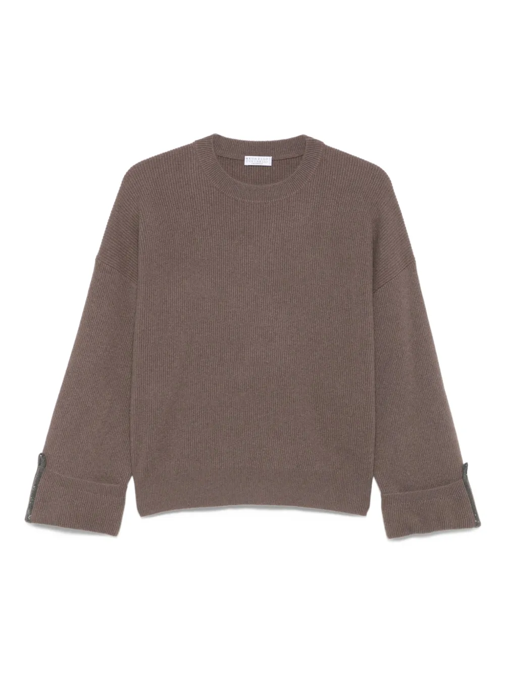 Brunello Cucinelli Monili-trim ribbed jumper | Brown | Image 1