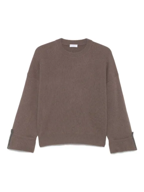 Brunello Cucinelli Monili-trim ribbed jumper