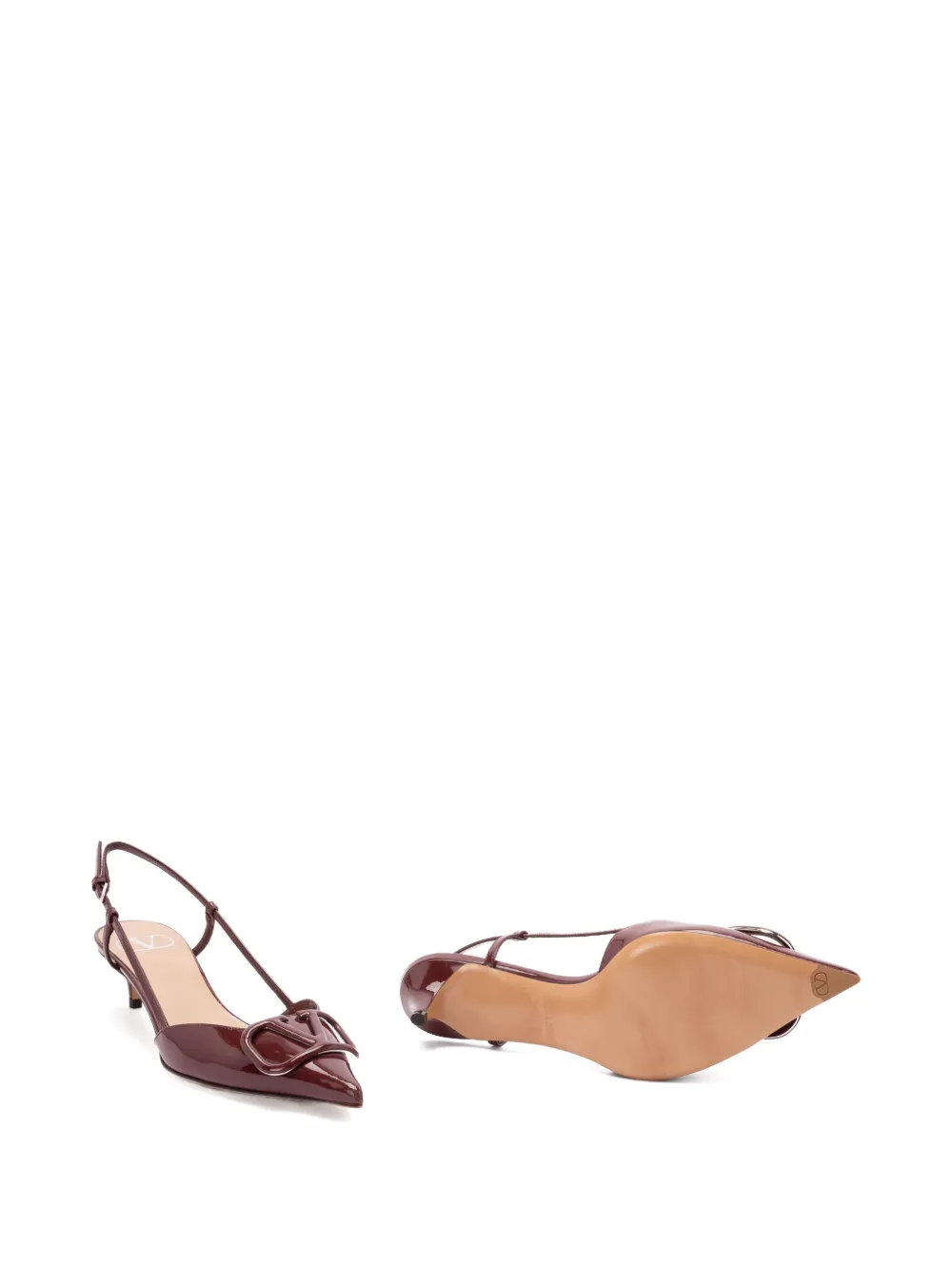 Valentino 40mm Vlogo Slingback Pumps In Burgundy
