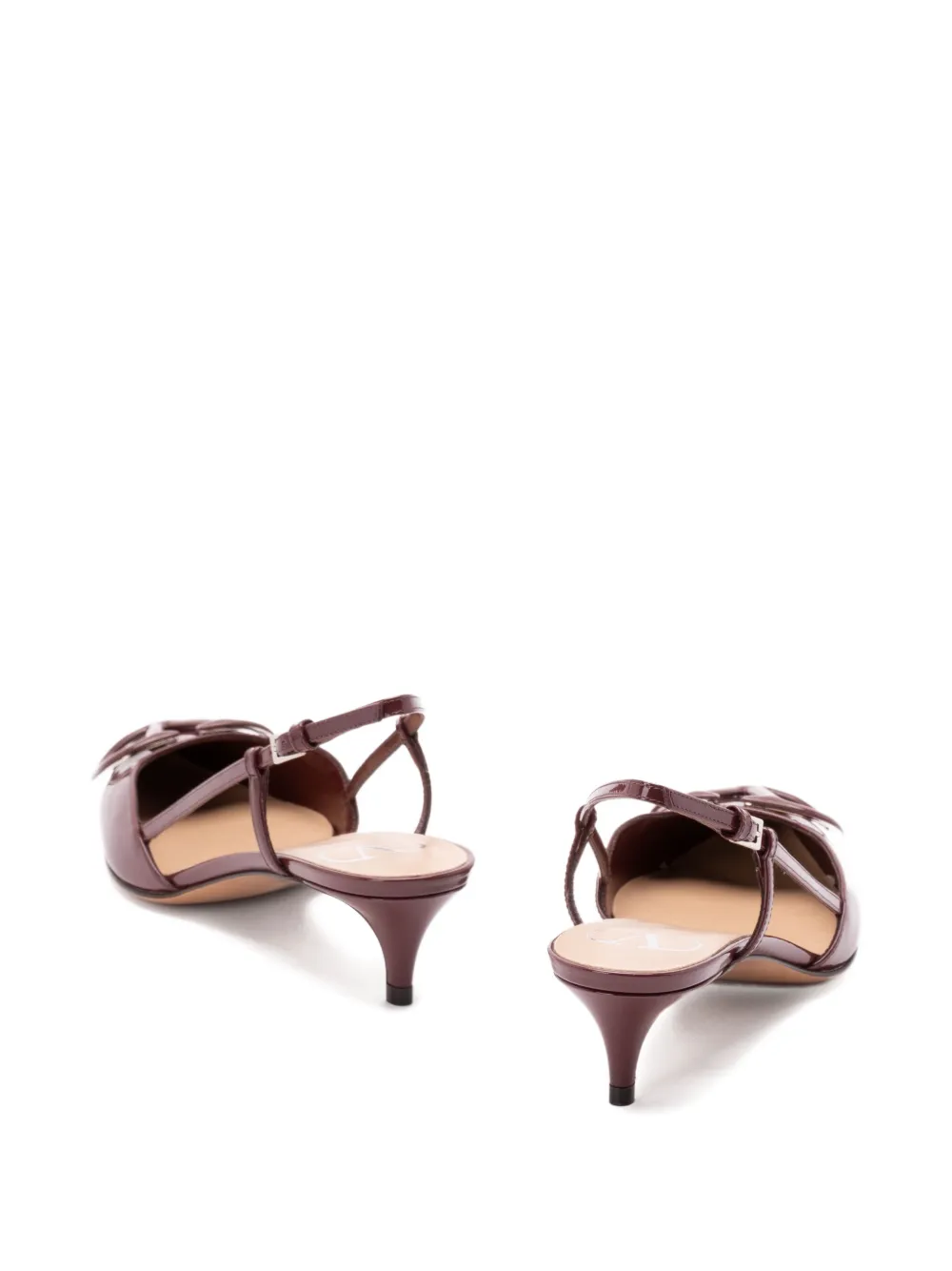 Valentino 40mm Vlogo Slingback Pumps In Burgundy