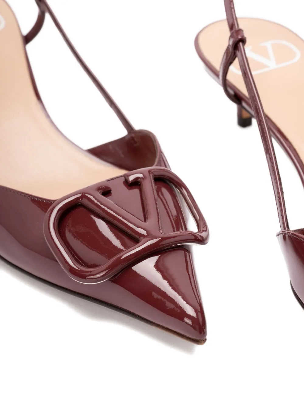 Valentino 40mm Vlogo Slingback Pumps In Burgundy