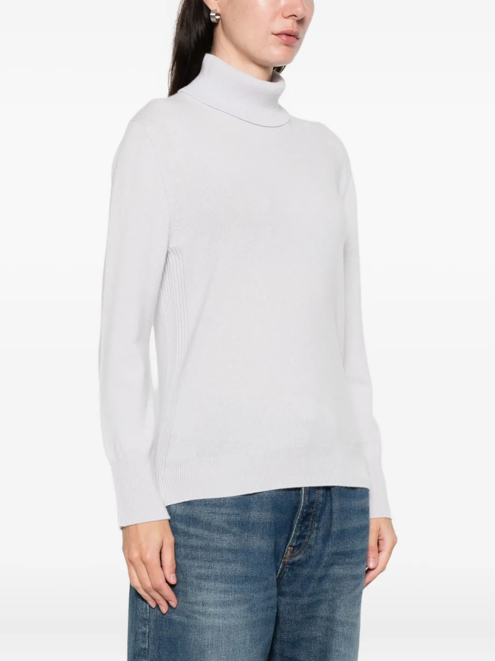 Purotatto Roll-neck Long-sleeve Sweater In White