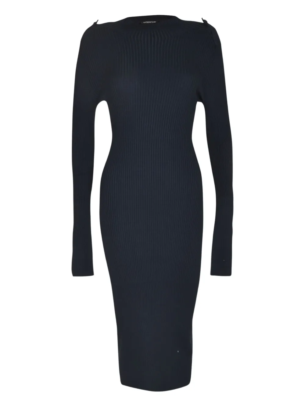 DONDUP ribbed buttoned-cuff dress Zwart