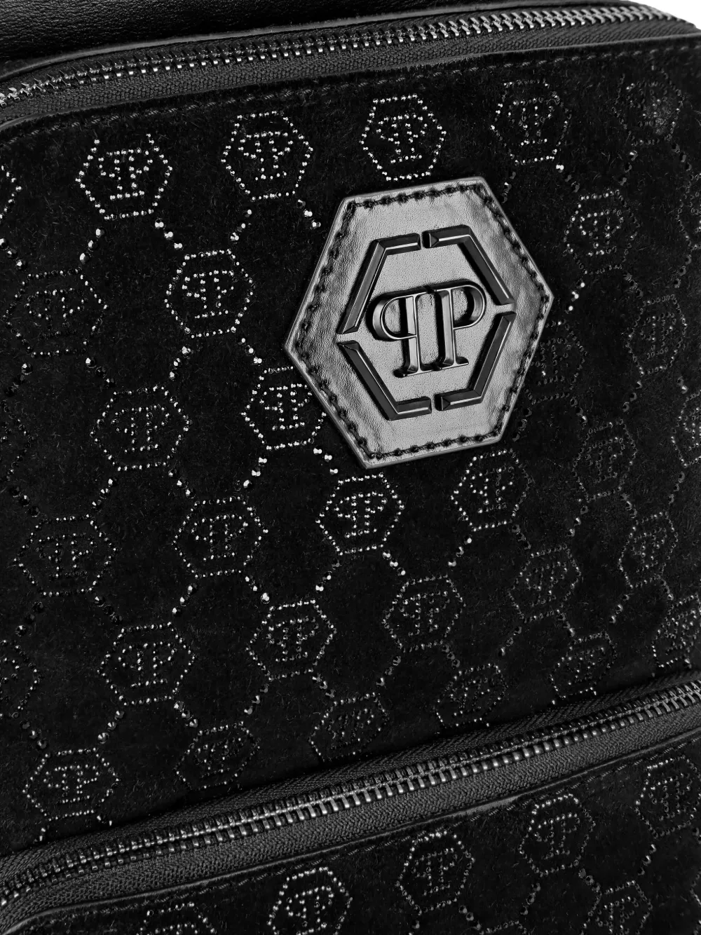 Philipp Plein Messengertas met monogram van stras Zwart