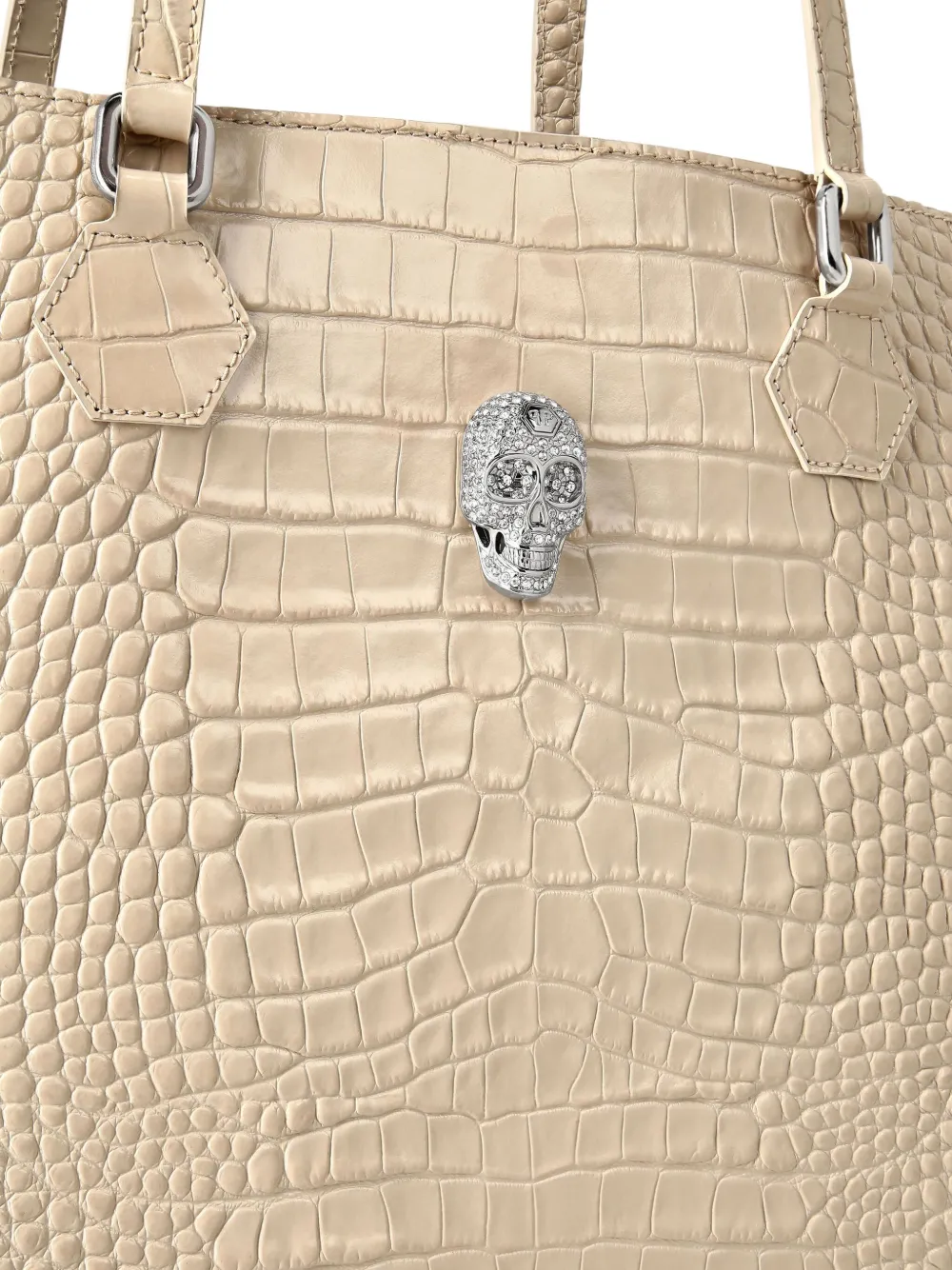 Philipp Plein Shopper met krokodillenleer-reliëf Beige