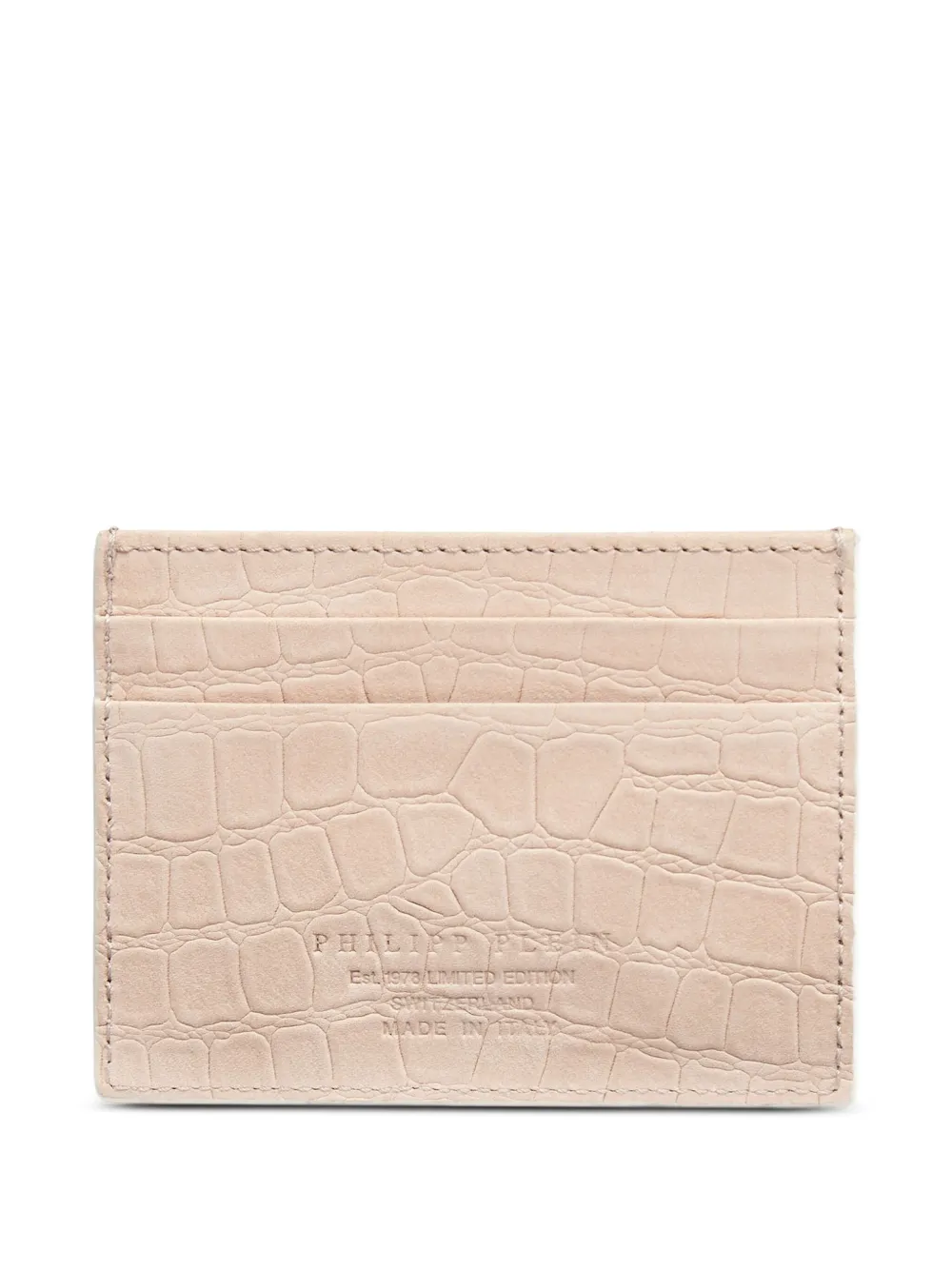 Philipp Plein Pasjeshouder met krokodillenprint en logoplakkaat Beige