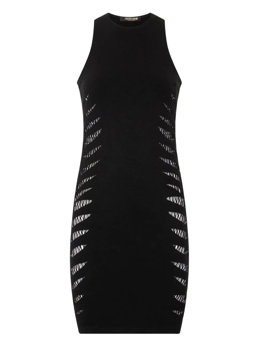 Roberto Cavalli Geperforeerde mini-jurk met zebrastrepen Zwart