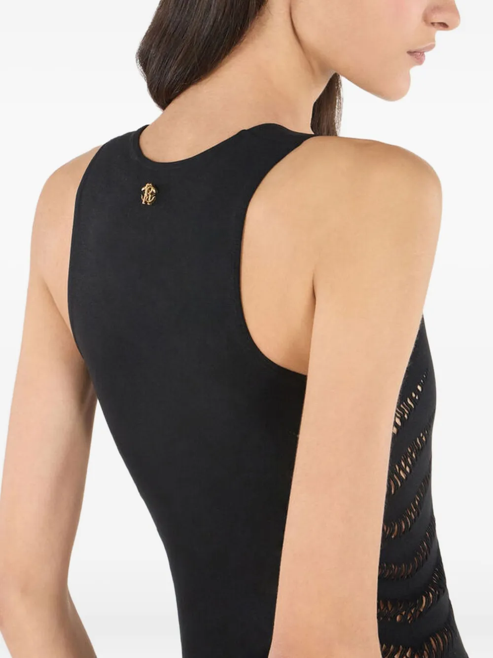 Roberto Cavalli Geperforeerde mini-jurk met zebrastrepen Zwart