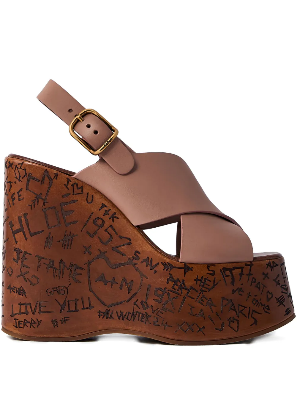 Chloé 130mm Maxime Cross-strap Wedge Sandals