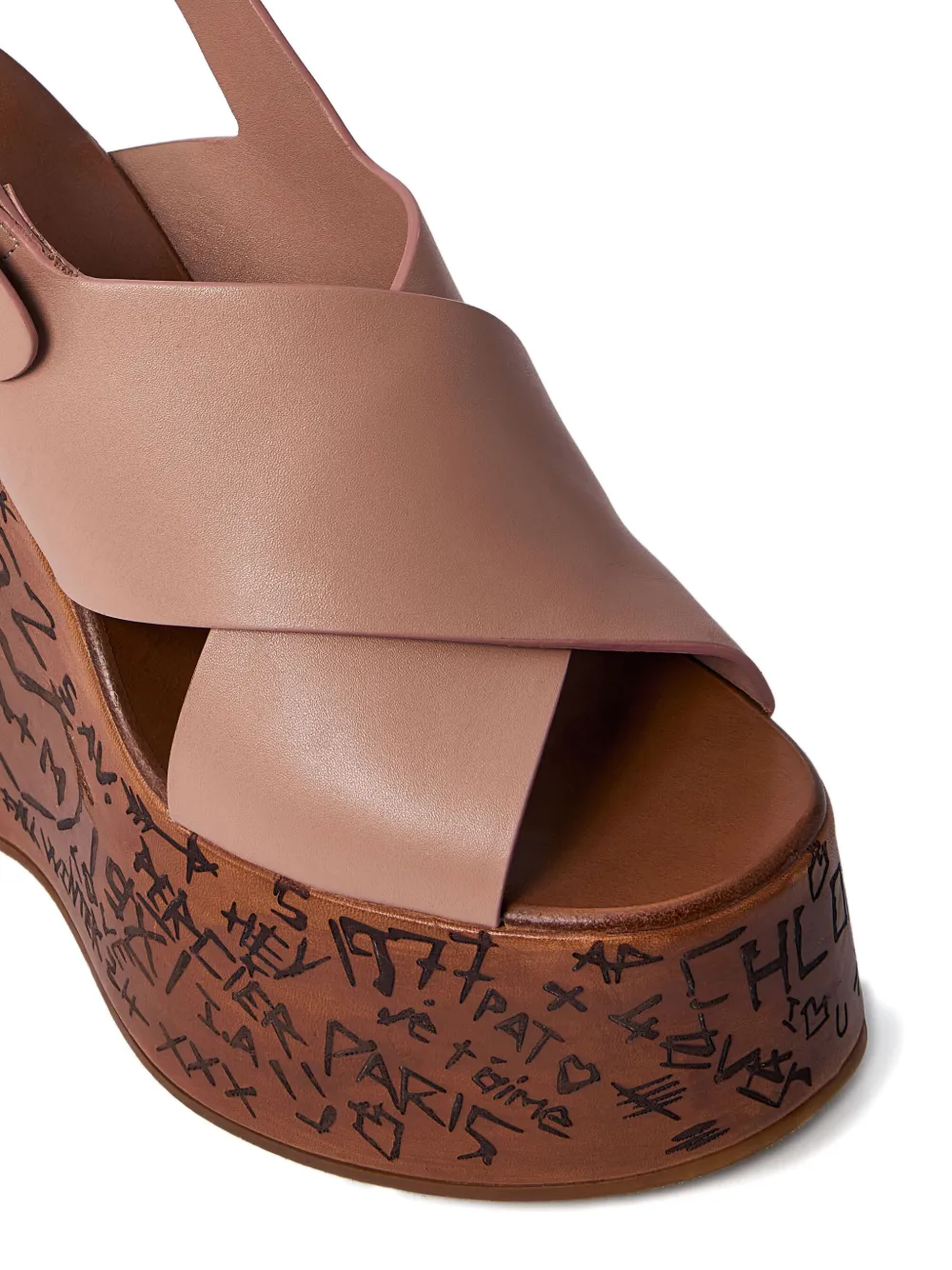 Chloé 130mm Maxime cross-strap wedge sandals 6E4|BLUSH PINK