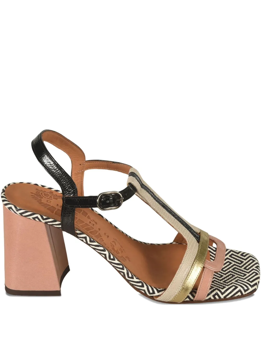 Chie Mihara block-heel geometric-pattern sandals Neutrals