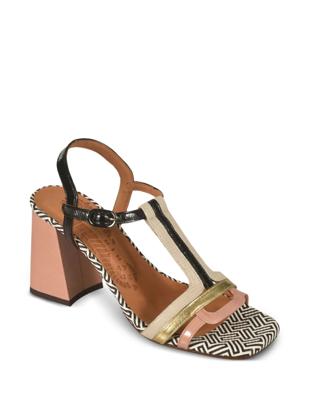 Chie Mihara block-heel geometric-pattern sandals Neutrals