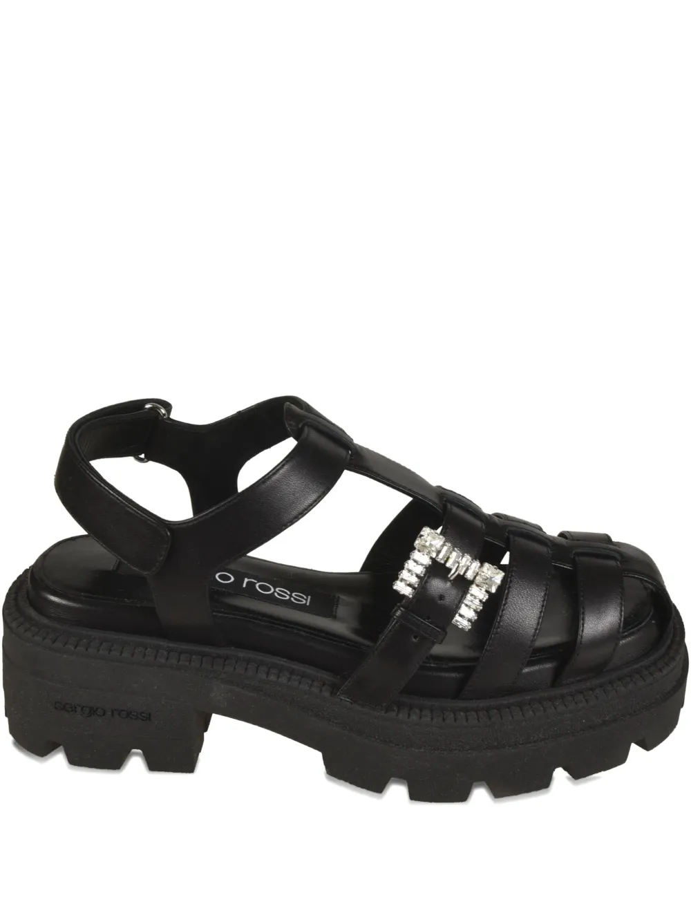 Sergio Rossi Twenty crystal-embellished platform sandals Zwart