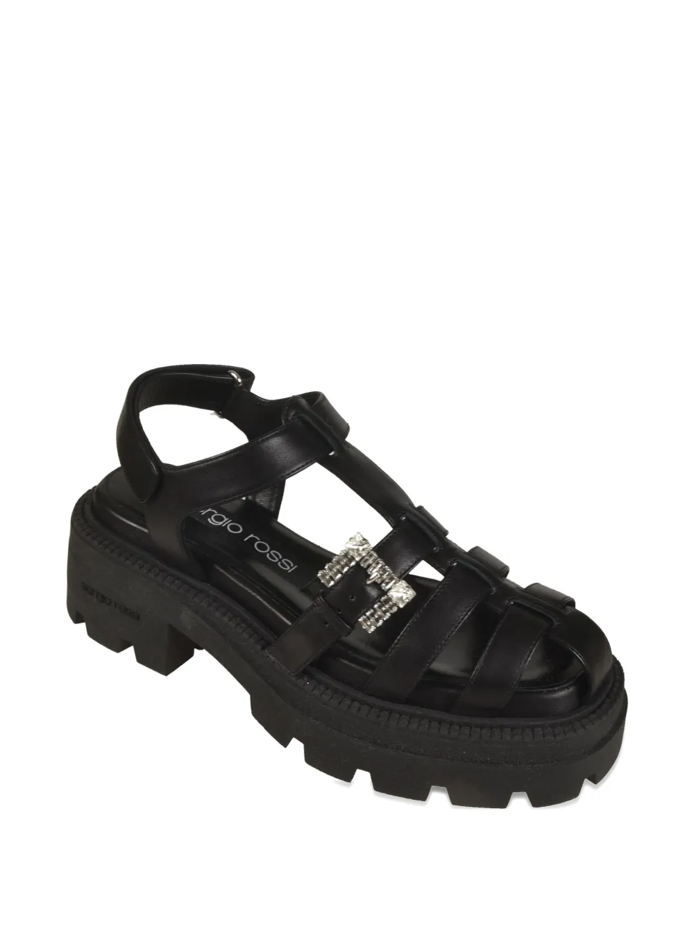 Sergio Rossi Twenty crystal-embellished platform sandals Black