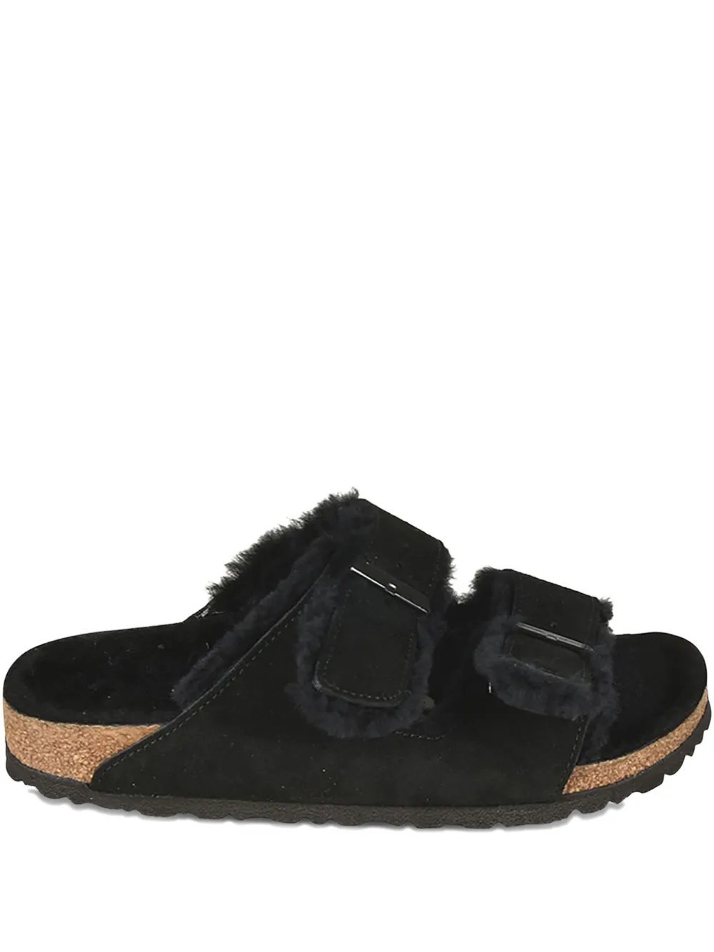 Birkenstock Arizona shearling-lined buckle sandals Black