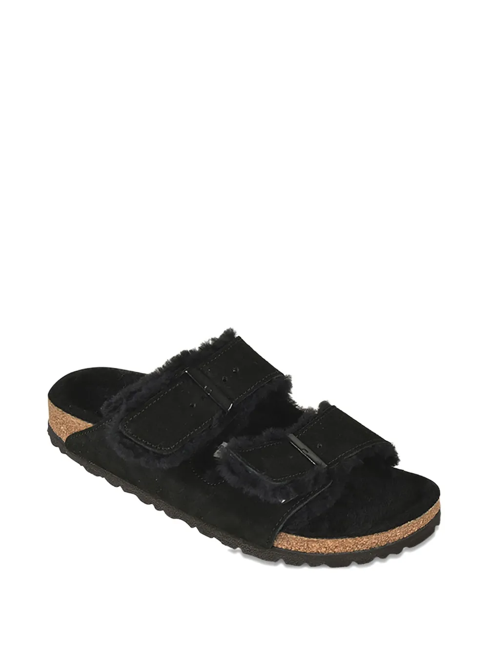 Birkenstock Arizona shearling-lined buckle sandals Black