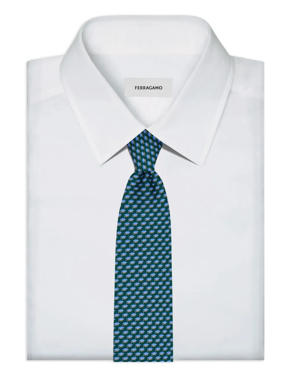 Ferragamo hat-print silk tie Groen