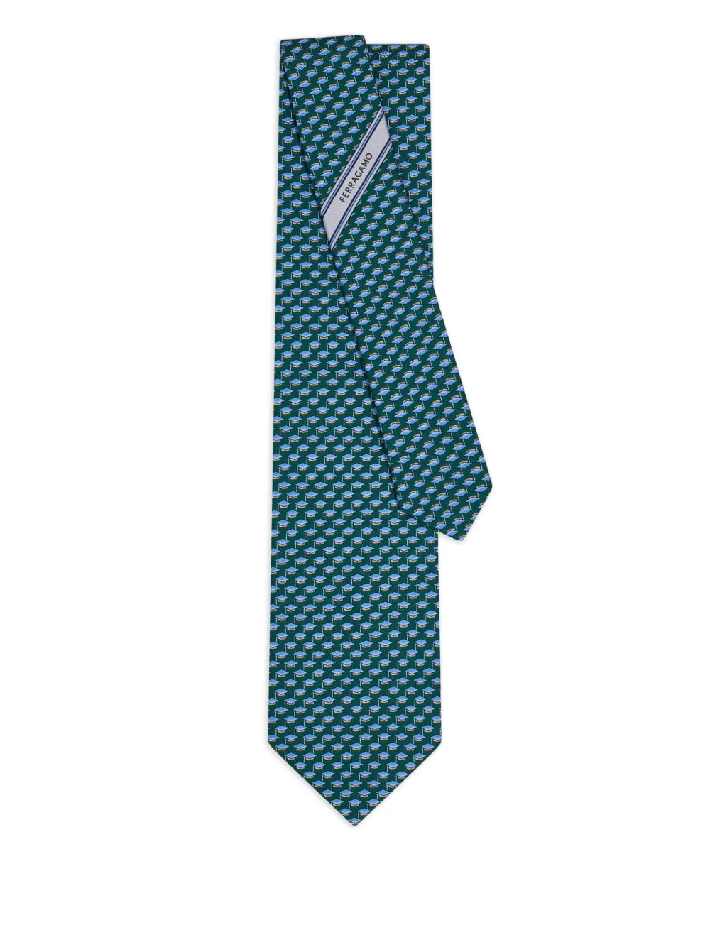 Ferragamo hat-print silk tie Groen