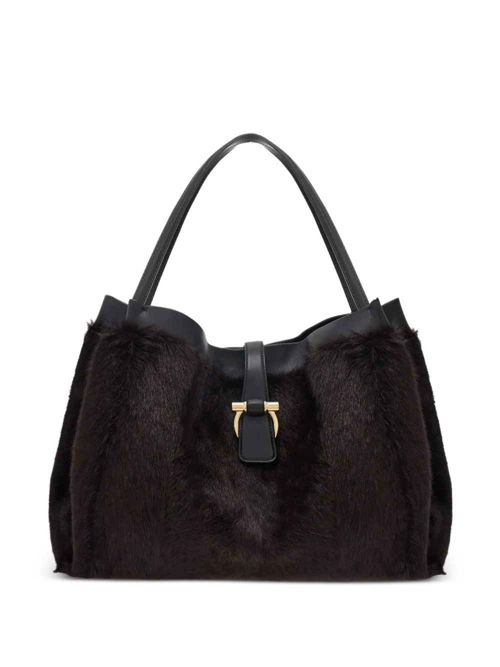 Ferragamo mink-effect leather tote bag | Brown | Image 1