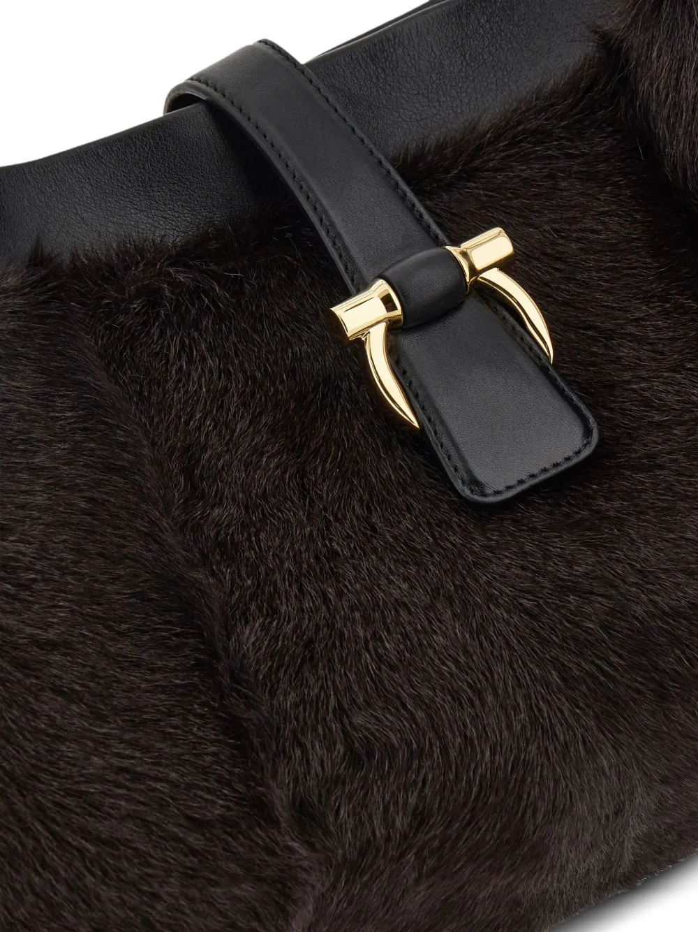 Ferragamo Mink-effect Leather Tote Bag In Brown