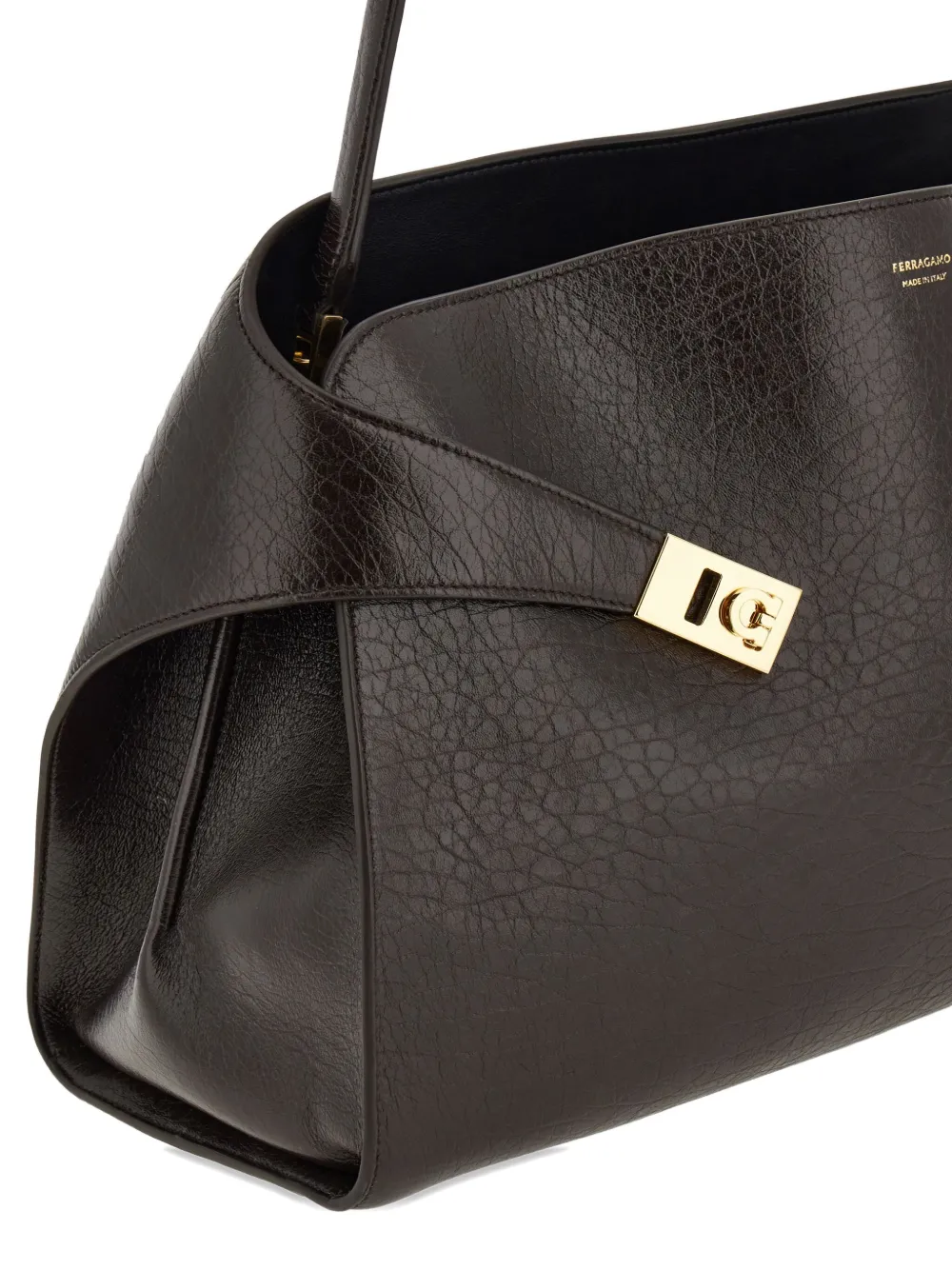 Ferragamo Hug L leren schoudertas Bruin