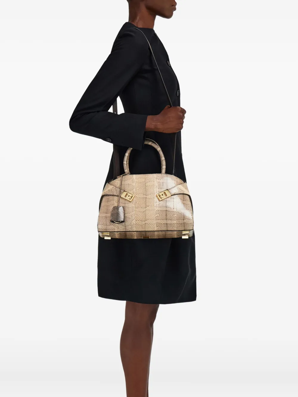 Ferragamo Hug shopper van slangen-effect Beige