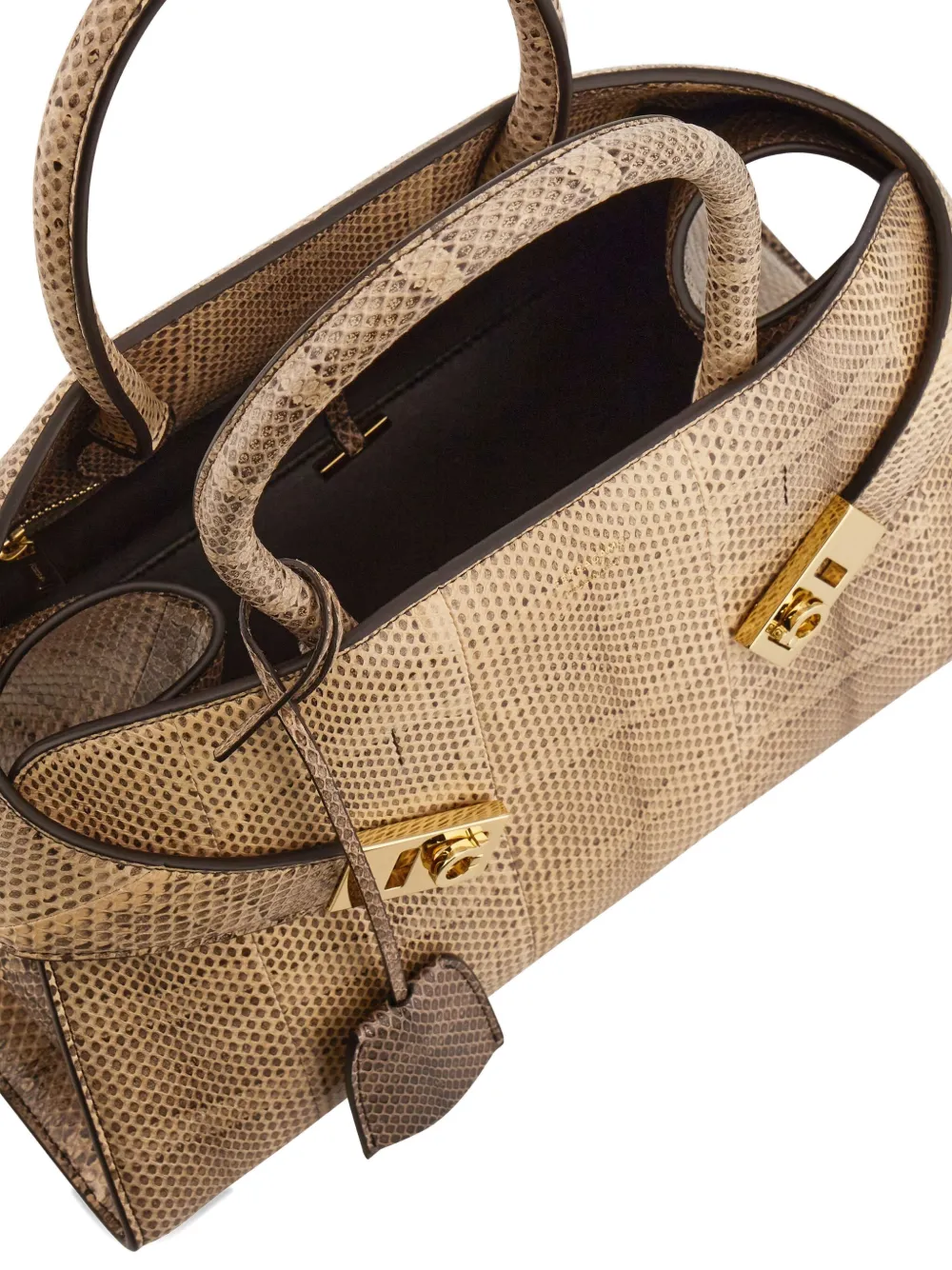 Ferragamo Hug shopper van slangen-effect Beige