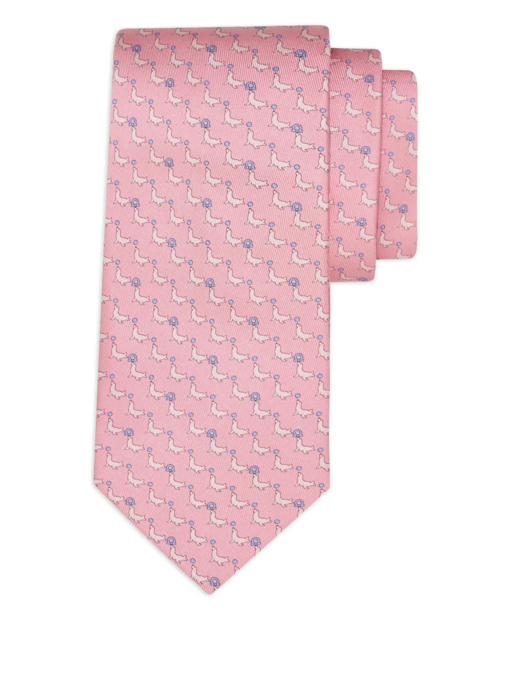 Ferragamo seal-print silk tie - Roze